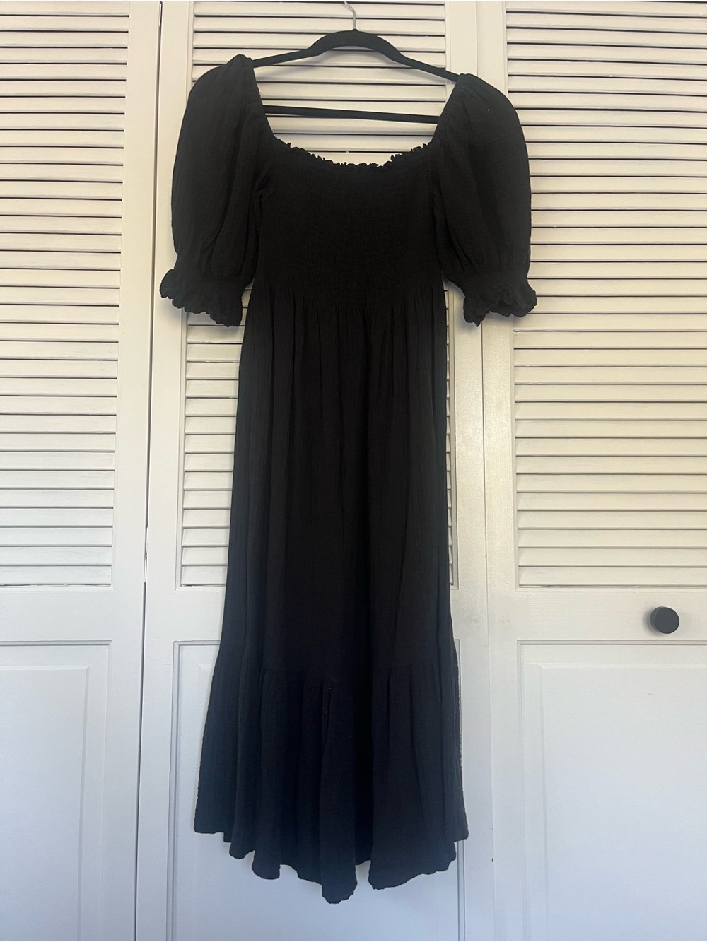 Nothing Fits But Black Puff Sleeve Midi Maternity Dress Like New
